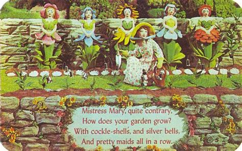 What kind of flowers grow in Mistress Mary's garden, and how do they reflect the whimsical nature of her thoughts?